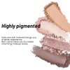 Eyeshadow Quad Makeup Palette, Bright Nude Champagne Gold Light Dark Brown Eyeshadow, Velvety Pigmented Blendable Matte & Shimmer Finishes, Long Lasting Waterproof，Featuring A Built-In Mirror