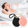 WLLHYF 2PCS Bath Sponge, Sponges Loofah Body Scrubber Exfoliating Bath Sponge Body Sponges Shower for Women Men Rich Lather Reusable (black/pink-2pcs)