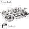 Tebery 3 Pack Stainless Steel Rectangular Divided Plates Tray, 5 Sections Dinner Plates for Adults,Kids, Picky Eaters, Campers, and Portion Control