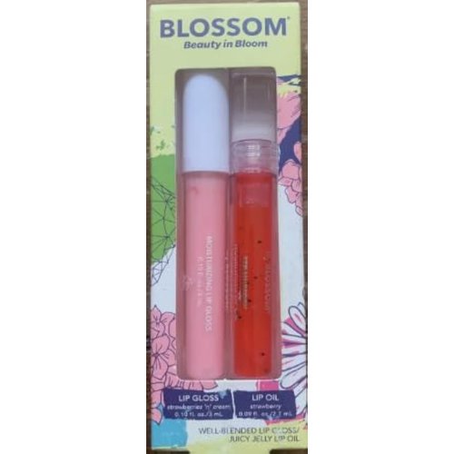 Blossom Strawberries n Cream Lip Gloss & Strawberry Lip Oil Well Blended Juicy, 1 Count (Pack of 1)