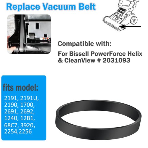 4 Pack Replacement Belts Compatible with Bissell PowerForce & PowerForce Helix Vacuum Cleaner, Replace Parts #2031093,fits Model: 2190, 2691, 2692, 2191, 2191U, 1700, 1240, 12B1, 3920, 1831, 1816