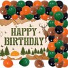 66Pcs Deer Hunting Theme Birthday Party Decorations Set, Hunting Party Supplies with Happy Birthfday Backdrop, Balloons Arch Kit, Deer Hunting Photography Background Party Decors for Kids Adults