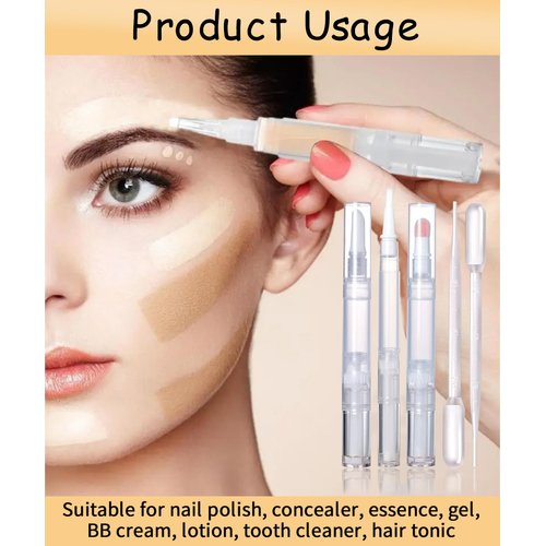 uadbau 6 Pcs 3ml Empty Cuticle Oil Pen with 4 Pcs Transfer Pipettes - Transparent Nail Oil Twist Pens with Brush Tip for Nail Oil, Eyelash Growth Liquid, Cosmetic Lip Gloss Container Applicators