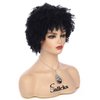 Sallcks Short Black Kinky Afro Wig for Black Women Short Curly Afro Wigs Natural Synthetic Curly Cosplay Costume Wigs with Wig Cap