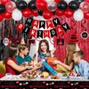 18th Birthday Decorations for Boys Girls, Red and Black Happy 18th Birthday Balloons Banner Number 18 Balloons Hanging Swirls Tablecloth Foil Fringe Curtains for 18 year old Birthday Party Decorations