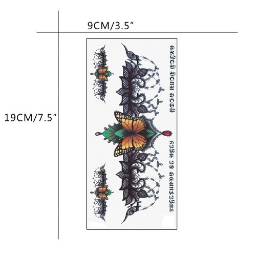 TAFLY Temporary Tattoo Butterfly Lace Chest Fake Sexy Body Art Tattoos Stickers 5 Sheets