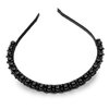 Doneace Pearl Headband Black Pearls Rhinestones Hairbands Fashion Sparkly Beaded Headbands Bridal Hair Hoop Party Wedding Hair Accessories for Women Girls 1PCS