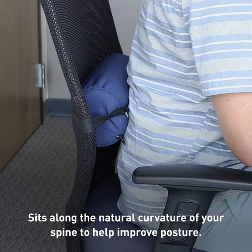 Body Sport Lumbar Support Cushion, Firm, Black “ Lower Back Support for Improved Comfort “ Ideal for Use at Home, in The Office, and Traveling “ Durable, Adjustable, & Lightweight