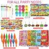 LiYiQ 122 Pcs Hero Party Favors with Hero Punch Balloons Reusable Drinking Straws Hero Slap Bracelets Keychains Stamps Stickers and Gift Bags for Kids Hero Birthday Party Supplies (Style 1)
