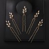 Teyglen 5pcs Crystal Bridal Hair Pins Rhinestone Wedding Hair Pieces Gold Silver Rhinestone Hair Pins Set Handmade Hair Accessories for Women Girls (Gold)
