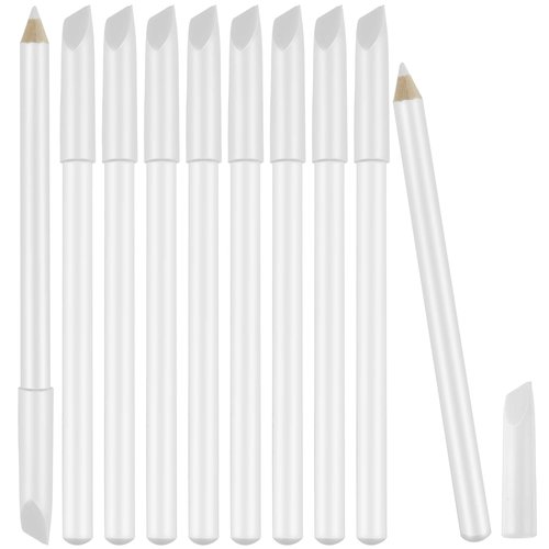 Maitys 10 Pieces Nail Whitening Pencil 2-in-1 White Nail Pencil DIY Nail Design Manicure with Cuticle Pusher