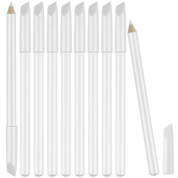 Maitys 10 Pieces Nail Whitening Pencil 2-in-1 White Nail Pencil DIY Nail Design Manicure with Cuticle Pusher