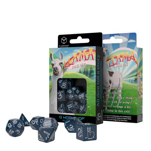 Q-Workshop Shimmering Llama Dice Set (Glittering Dark Blue & White) (SLLA3F)