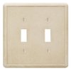 Questech Decor Double Toggle Light Switch Cover, 2-Gang Electrical Wall Plate, Double Switch Standard Size Receptacle Cover, Decorative Tumbled Texture, Travertine
