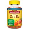 Nature Made Vitamin D3 K2 Gummies, Vitamin D3 5000 IU per serving, Bone, Teeth, Muscle, Immune Health Support, 50 Vitamin D + K2 Gummy Vitamins, 25 Day Supply