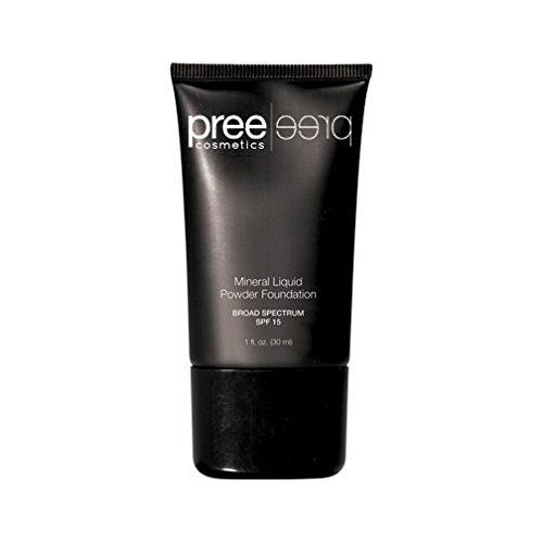 Mineral Liquid Powder Foundation SPF 15 by Pree Cosmetics, oil free liquid to powder foundation makeup (08c Pale Beige)