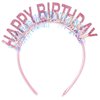 KALIONE Glitter Birthday Tiara Headpiece, Cute Party Headband Decorations for Women Girls, Pink