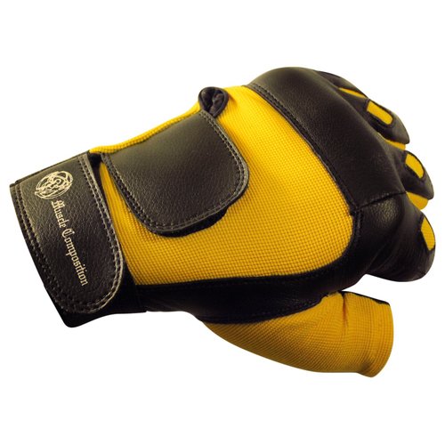 Muscle Composition Gym Gloves with Wrist Closure for Men & Women, Padded Workout Crossfit, Weightlifting, Black/Yellow or Black, Premium Quality (XX-Small)