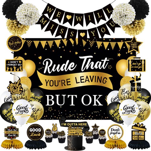 Farewell Decorations Party, Rude That You're Leaving But Ok Backdrop, We Will Miss You Decorations, Retirement Going Away Party Decorations for Coworker