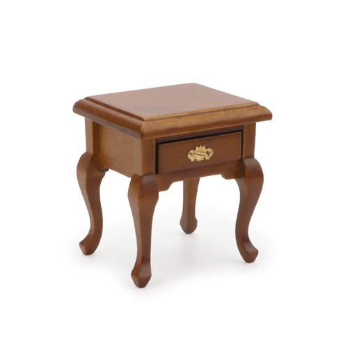 Miniature Furniture 1:12 Bedside Table Dollhouse Accessories Wooden Nightstand Vintage Living Room Bedroom Scene Bedroom Bedsides End TableHouse Model Decoration (Brown)