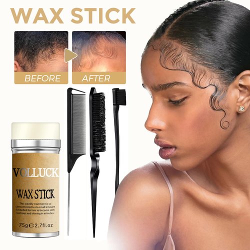 Hair Wax Stick for Wigs with Brushes Bed Head Stick Edge Control Wax Stick Hair Slick Stick Hair Pomade Wax, Hair Gel Stick Non-greasy Styling Cream for Women, Kids 2.7 Oz