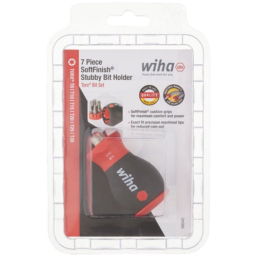 Wiha 38045 Stubby Screwdriver With Six-In-One Insert Bits, Torx