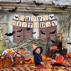 Halloween Birthday Party Decorations, Orange Black Latex Balloons Happy Birthday Banner 32pcs Black Vampire Bats for Kids Halloween Theme Birthday Party Supplies Kit