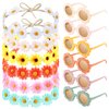 Groovy Retro Flower Sunglasses Headbands Party Favors Daisy Flower Costume Accessories Set 60s 70s Party Gifts for Kids (12 Pcs)