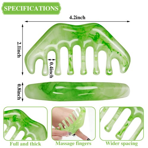 Geiserailie 2 Pieces Jade Combs Massage Stone Hair Comb Guasha Scraping Scalp Comb Facial Massage Tool Multifunctional Handheld Head Tools for Valentine's Day Mother's Day Gift (Elegant Style)