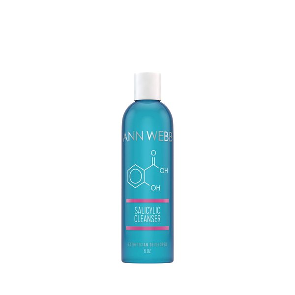Ann Webb Salicylic Exfoliant Cleanser - Strong but Gentle Non-drying, Lightly Foaming Face wash with Salicylic Acid for Blackheads & Breakouts-Great for Oily & Acne Prone Skin 6oz