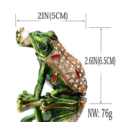Waltz&F Kiss pearl frog Trinket Box Hinged Hand-painted Animal Figurine Collectible Ring Holder