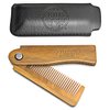 Folding Beard Comb w/Carrying Pouch for Men - All Natural Wooden Beard Comb w/Gift Box - Green Sandalwood Comb for Grooming & Combing Hair, Beards and Mustaches by Viking Revolution