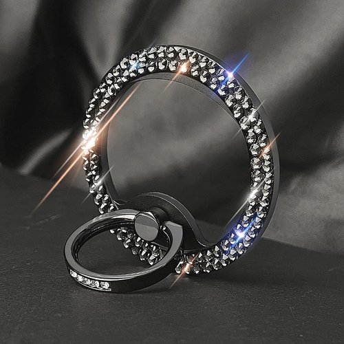 Bling Magnetic Cell Phone Ring Holder Grip Compatible with MagSafe，Glitter Sparkle Magnet Finger Phone Ring Grip Stand Holder Compatible with iPhone 15 14 Plus 13 12, Pro, Pro Max, Mini(Black)