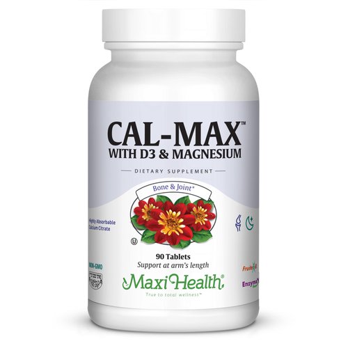 Maxi Health Calcium Magnesium Supplement with Vitamin D3 and Boron - Kosher Bone Health &amp; Nightti...