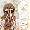 EHBELIF Hair Bows for Women 4PCS Bow Hair Clips Pink Hair Ribbon Bow Tassel Hair Bow with Long Tail Silk Bowknot Hair Clip Barrettes Solid Satin Hair Accessories for Women and Girls