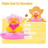 MuMyer Cowboy Car Rubber Duck Yellow Duck Dashboard Decoration Cool Duck Car Ornaments with Mini Cowboy Hat Scarf Sunglasses Swim Ring(Pink&White)