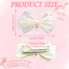 SAWINDA White Lace Hair Bows Tulle Coquette Bows for Hair Pearl Rhinestone Hair Bow Clips Hair Ribbons for Teens Girls Cute Alligator Hair Barrettes Flower Girls Wedding Decor Accessories 2 Pack