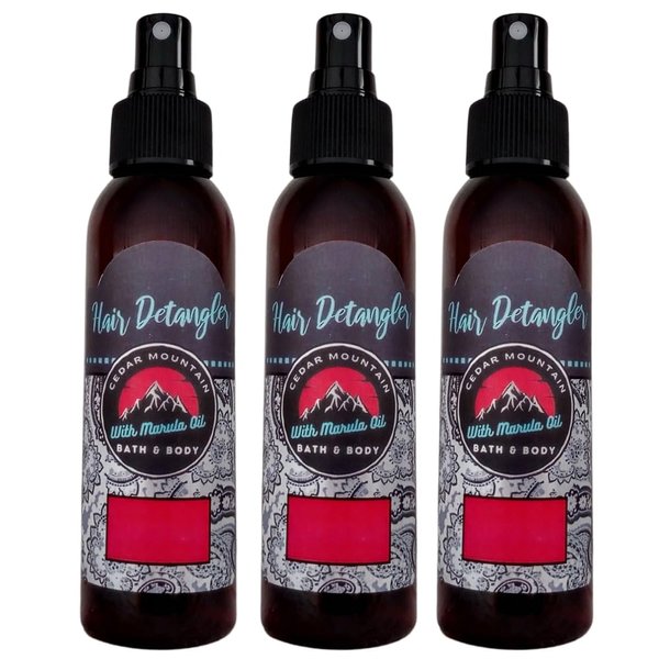 Cedar Mountain Floral Scents Marula Oil Hair Detangler Variety Pack includes scents Acai Lemon & Rose, Dragon Fruit & Hibiscus and Raspberry & Plum Blossom