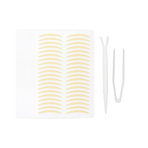 VOCOSTE Double Eyelid Stickers, 600 Pcs Invisible Eyelid Tape, Eye Lift Tape with a Fork, Tweezers, Suitable for Single Eyelid, Asymmetrical Eye, Droopy Eye,Beige