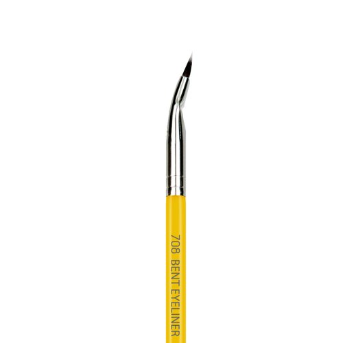 Bdellium Tools Professional Makeup Brush - Studio Series 708 Bent Eyeliner - With Soft Synthetic Fibers, For Smooth Application (Yellow, 1pc)