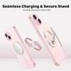 Magnetic Phone Ring Holder with Adjustable Kickstand, Compatible with iPhone 15/14/13/12, Brooch Design with Glitter Surface, Includes Adapter Ring (Metallic Silver & Sparkling Beige)