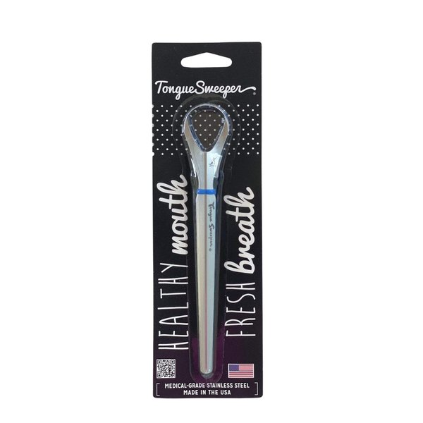 Tongue Sweeper Model P Medical Grade, Dishwasher Safe, Stainless Steel Tongue Cleaner, Reduce Bad Breath and Improve Taste, Preferred by Leading Dental Schools for Oral Hygiene, (1 Count)