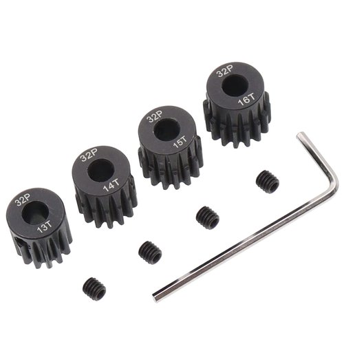 Treehobby 4PCS Metal Steel 32P 5mm Pinion Gear Set 13T 14T 15T 16T with Hex Key for RC Cars(Compatible with 0.8 Metric Pitch)