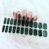 LIFOOST Semi Cured Gel Nail Stickers Black Green Sparkly Sequins Adhesive Nail Polish Strips for Women Manicure