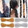 4 Pieces 5M (16.4ft) Dreadlock Braids Hair Accessories Silver Gold Braiding Hair,Deco Styling Shimmer Stretchable African Braid Braided Elastic Cord Ornament Hanging Decorating