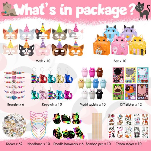 DMIGHT Cat Party Favors for Kids - Cat Themed Birthday Party Supplies Cat Toys Goodie Bag Stuffers Fillers