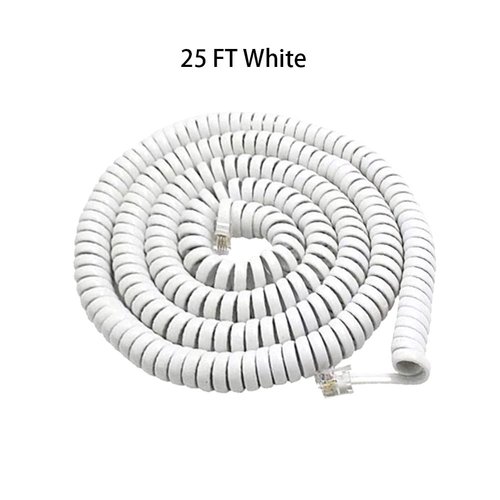 Trisonic 25 FT White Telephone Handset Cord, Standard