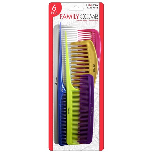 DONNA PREMIUM PEARL COMBO COMBS, Great for All Hair Type, Hair Styling Comb for Women, Men and Salon, 1PC (Family)