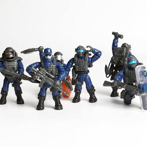 Uvini Special Forces Mini Military Action Figure with Weapons and Accessories Building Blocks Playset, 8 PCS Multiple Movable Joints SWAT Police Figure, Best Gift for Boys 8 9 10