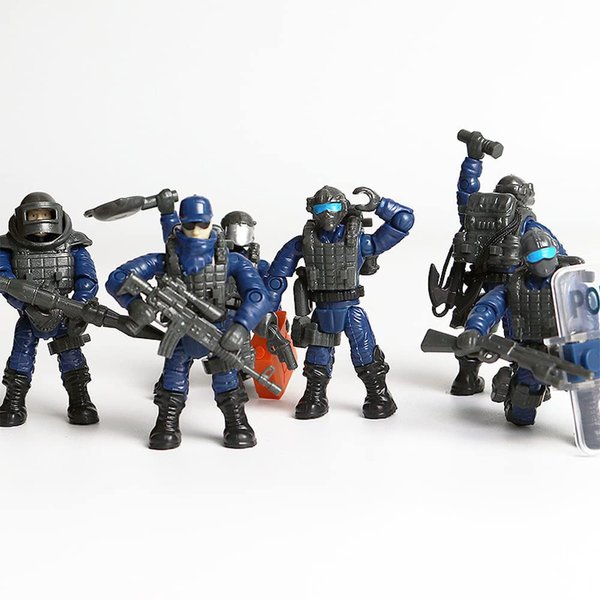 Uvini Special Forces Mini Military Action Figure with Weapons and Accessories Building Blocks Playset, 8 PCS Multiple Movable Joints SWAT Police Figure, Best Gift for Boys 8 9 10